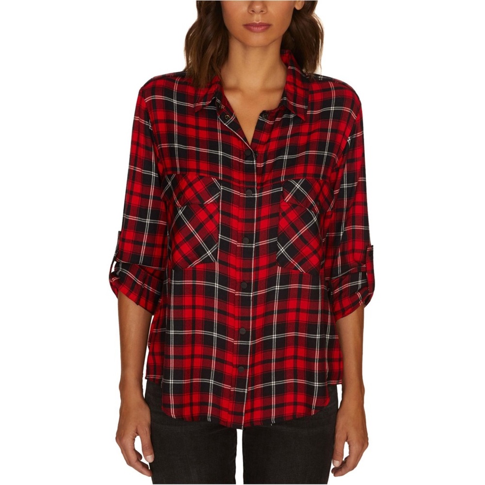 Sanctuary Red Plaid Button-down